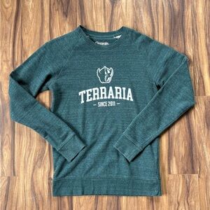 Terraria Since 2011 Heather Green Graphic Logo Crewneck‎ Pullover Sweatshirt XS